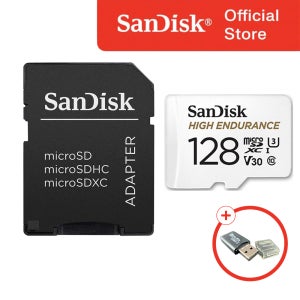 샌디스크 마이크로 SD카드 MLC High Endurance 128GB 128기가 아이나비 블랙박스 CCTV 홈캠 외장 메모리카드 QQNR + 전용리더기 패키지
