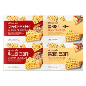 [4번구워 더 바삭한] 퀴노아+플레인 크래커 340g 2개씩 (총 4개)