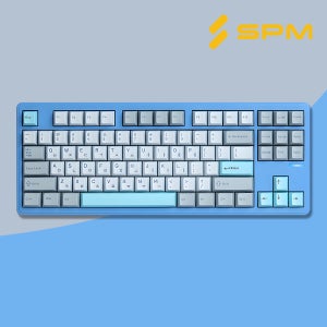 SPM키보드 몽돌키보드 PL87W 코랄로블루, 저소음 목새축 리니어