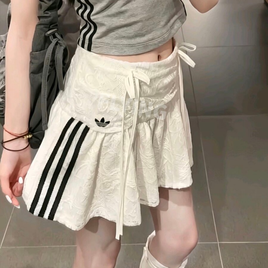 아디다스 우먼스 오리지널 리본 레이스 미니 스커트 화이트 KU4760 L XL