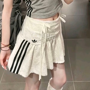 아디다스 우먼스 오리지널 리본 레이스 미니 스커트 화이트 KU4760 L XL