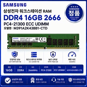 삼성 워크스테이션 RAM DDR4 16GB 2666 PC4 21300 ECC UDIMM M391A2K43BB1 CTD