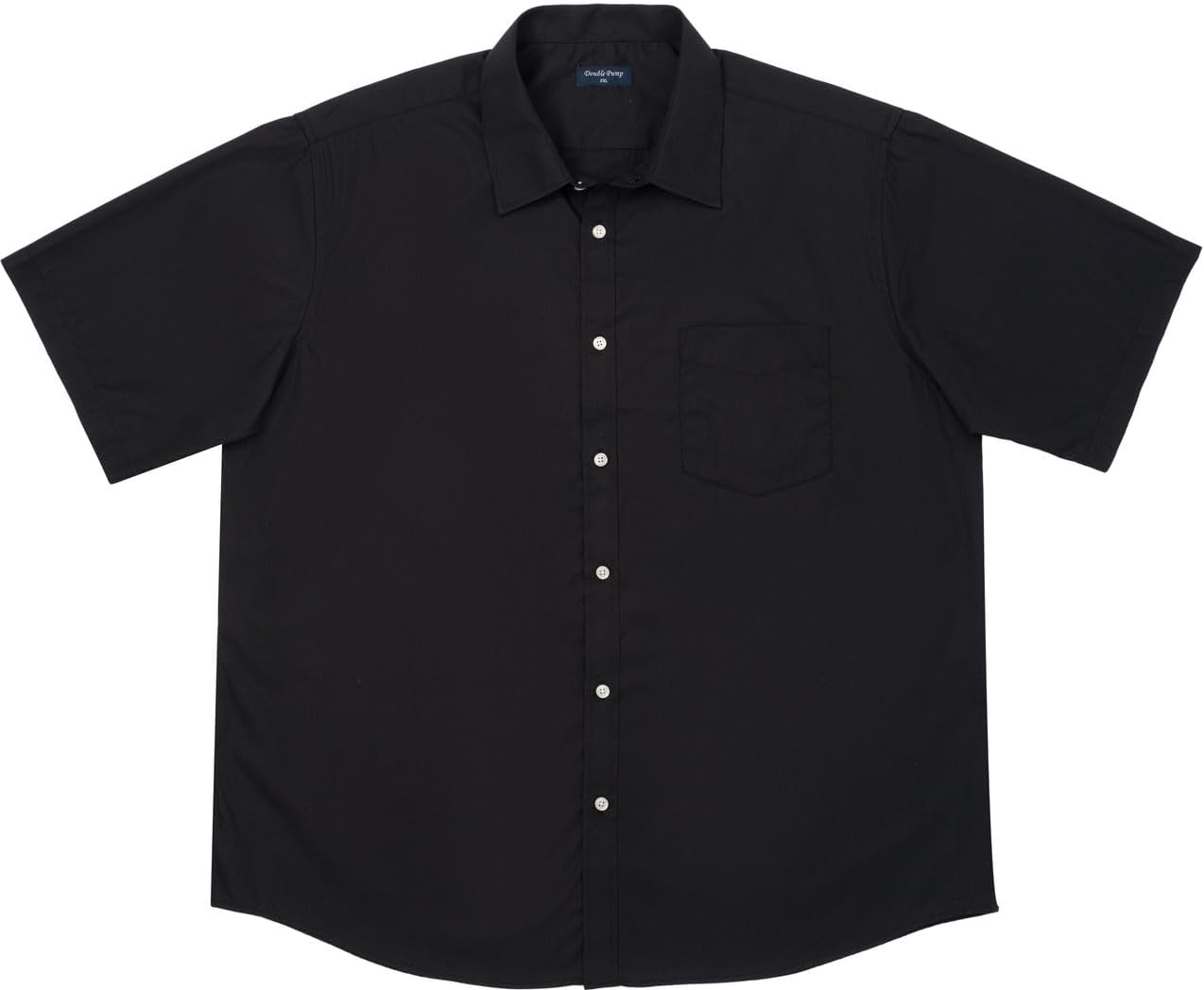더블 펌프 남성 빅 앤 톨 반팔 드레스 셔츠 비즈니스 캐주얼 솔리드 버튼 다운 릴렉스 핏 XXL-6XL XX-Large Black