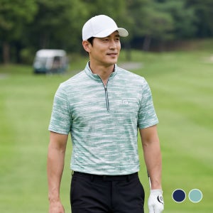 조르지오 페리 골프 남성 모노톤 지오메트릭 반집업 반팔티