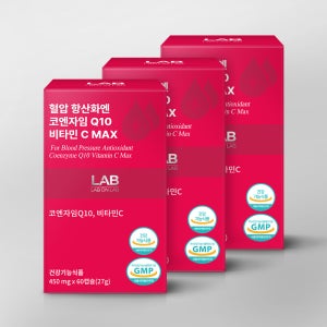 랩온랩 혈압 항산화엔 코엔자임Q10 코큐텐 비타민C MAX 60캡슐, 3개