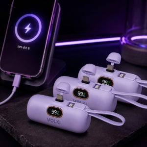 도킹형 초고속 보조배터리 기내반입 보조배터리 휴대용 C타입 8핀 5000mAh, 퍼플