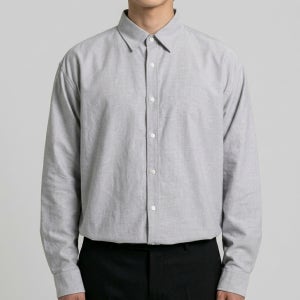 그레이 오버핏 긴팔 셔츠 남자 데일리 루즈핏 면셔츠 박스플리츠
