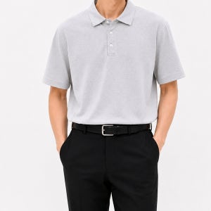 바쏘옴므 BASSO 26SS 초경량 쿨맥스 기본핏 베이지 니트 반팔 카라티 WA2KT21A