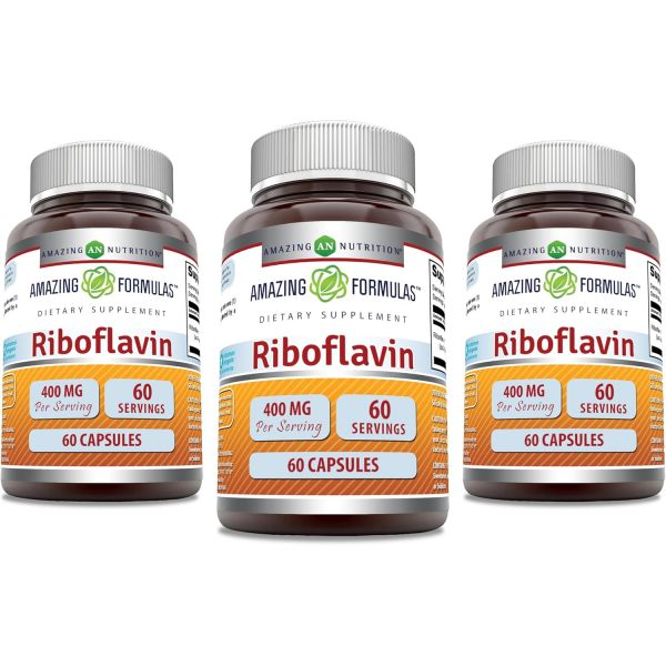 어메이징 포뮬라스 <b>리보플라빈 400mg</b> 비타민B2 형 미국산 3팩 뉴트리션