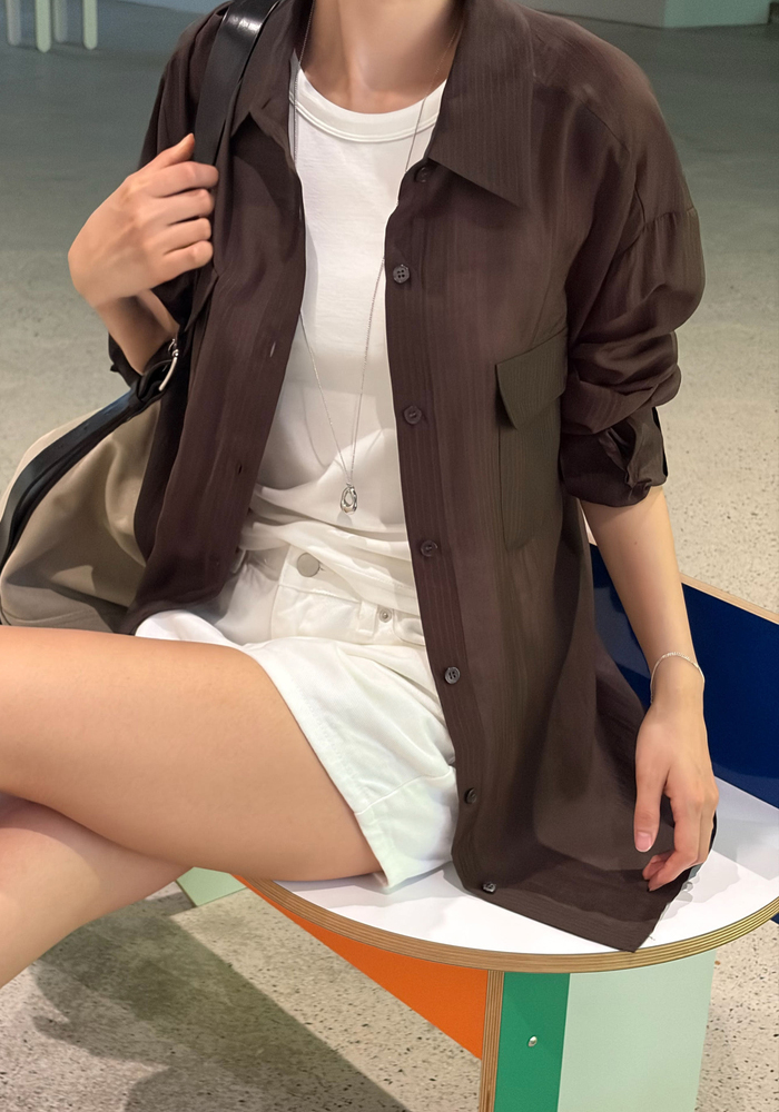 26SS SHEER 스트라이프 루즈핏 셔츠