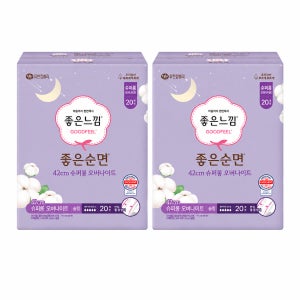 [42cm] 좋은느낌 순면 생리대 좋은순면 수퍼롱 오버나이트 20매 X 2EA