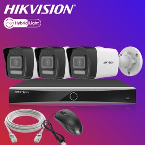 하이크비전 800만화소 AI야간컬러 카메라3대 NVR 가정 홈 IP CCTV자가설치 세트