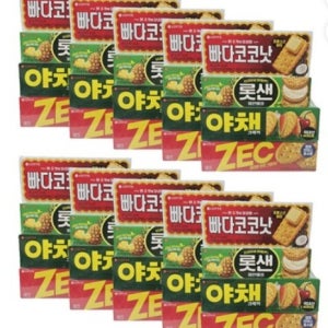 롯데 비스킷4번들 277g(빠다코코낫 롯데샌드 야채크래커 제크 ) 10개