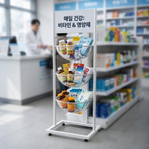 한진온 반구 진열대 철제 와이어 3단 이동식 아크릴 상품진열대 매대 350