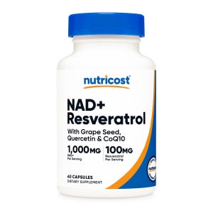 뉴트리코스트 NAD+ 1000mg + 레스베라트롤 100mg 포도씨 추출물, 퀘르세틴, 코큐텐 60정 1병 30회분