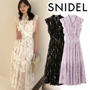 SNIDEL 스나이델 프릴 플리츠 키큰여자 맥시 여름 롱 원피스 SWFO262045 26SS
