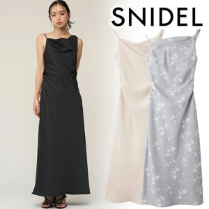 SNIDEL 스나이델 드레이프 캐미 셔링 키큰여자 맥시 여름 롱 원피스 SWFO261145 26SS