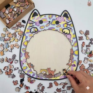 멍냥코코 귀여운 고양이 우드 퍼즐 직소퍼즐 135피스, 포도꽃냥(일반형)