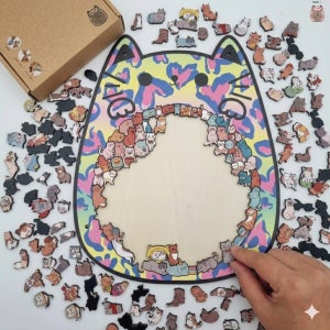 멍냥코코 귀여운 고양이 우드 퍼즐 직소퍼즐 135피스, 솜사탕냥(선물용)