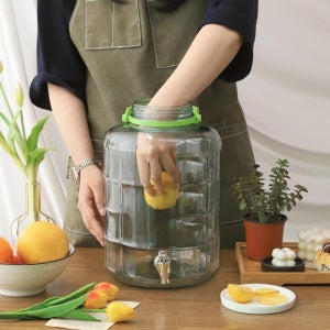 매실담금병 유리 밀폐용기 담금주병 과실주병 담금술 디스펜서 10L, 1개
