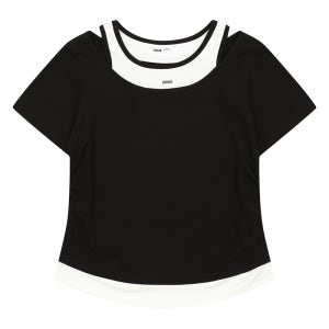 소이주니어 여름 여아 4부 어께 트임 레이어드 반팔티 (블랙) 26M5459 초등 중학생