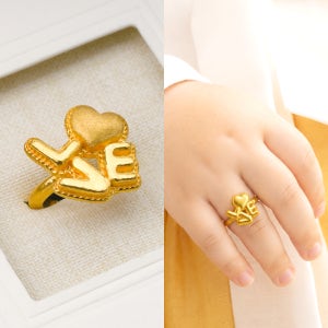 어뮤 LOVE 러브하트 순금 돌반지 1.875g, 골드