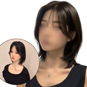[사전스타일링 34CM 망사이즈 10X12]단발레이어드컷 사이드뱅 여자가발 100%인모