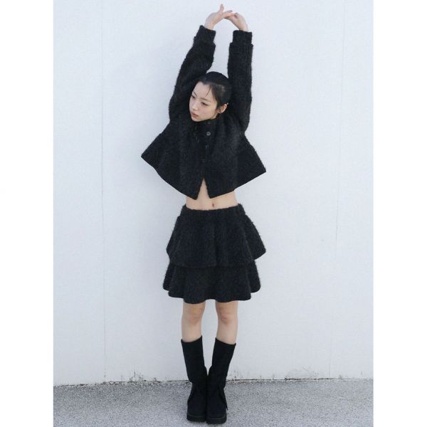 UGLYSHADOW 부클레 러플 스커트(블랙)