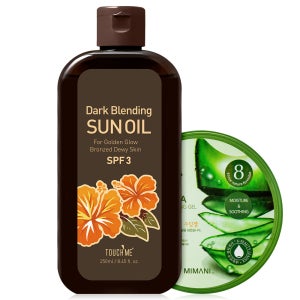 다크 블렌딩 태닝오일 250ml+알로에 수딩젤 300ml SPF3 바디 셀프 야외 썬텐