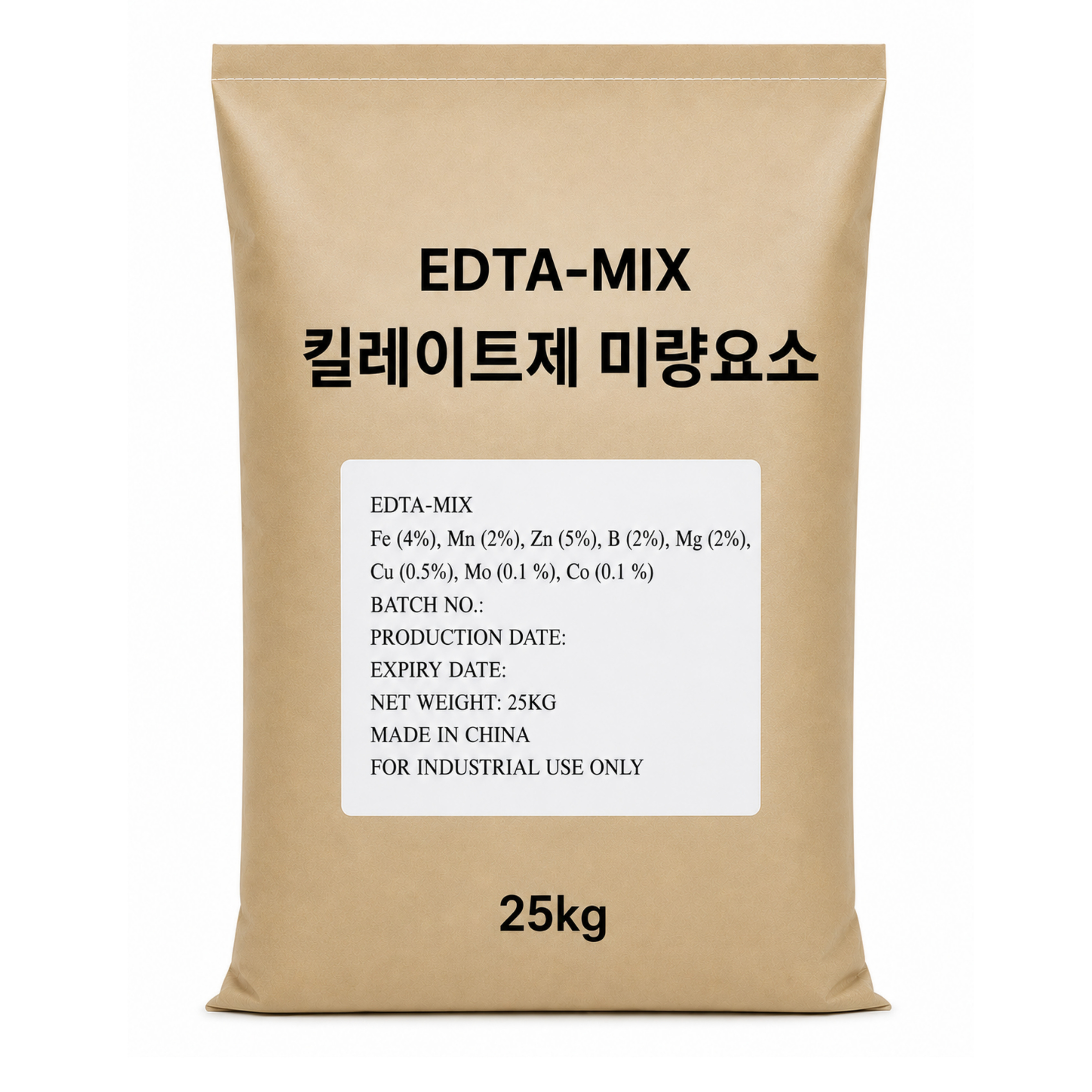 EDTA-MIX <b>킬레이트</b> 미량요소 25KG 엽면시비 관주시비 철 망간 아연 구리 <b>몰리브덴</b> 붕산 고농도 미량요소결핍 빠른흡수 비료 원료 고농도