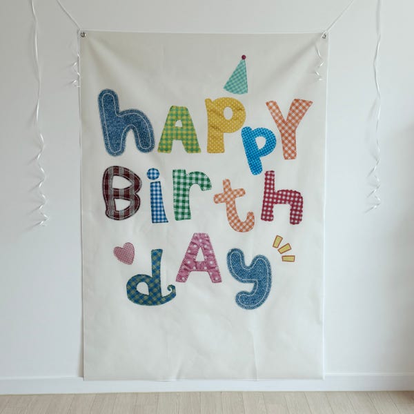 핀터레스트 스타일 키치 패치디자인 대형 생일 현수막 생일 파티용품 유유데이