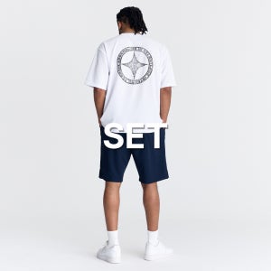 [SET] 빈티지 서클 로고티 WH + 메쉬 퍼포먼스 쇼츠 NV