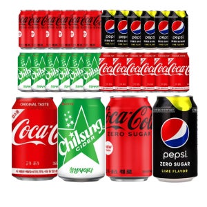 뚱캔 업소용 음료수 코카콜라 칠성사이다 펩시제로 제로콜라 355ml 24캔 각6캔