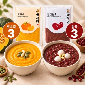 학예당 팥죽 호박죽 국내산 식사대용 간편식 혼합세트 호박3+팥3, 300g, 1개