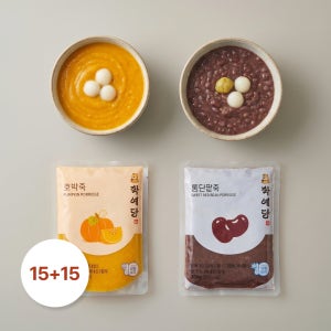학예당 팥죽 호박죽 국내산 식사대용 간편식 혼합세트 호박15+팥15, 300g, 1개