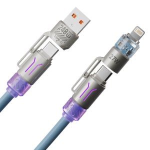 스프링 멀티 초고속 충전 케이블 2M 4in1 C타입 8핀 USB 카플레이 카라이프 지원