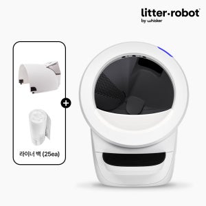 [호퍼 스타터 패키지] 리터로봇4 고양이 자동 화장실(화이트) + 리터호퍼 +라이너백 25봉