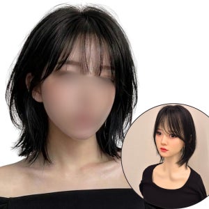 [사전스타일링 망10X12 기장34CM]앞머리 시스루 단발 레이어드컷 여자가발 100%인모