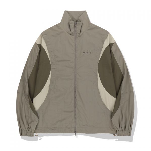 NOT4NERD 444 Logo Color Block Nylon Windbreaker Jacket - Beige J3JK31FBG