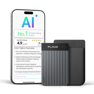 Plaud Note Pro AI 음성 녹음기, 회의 및 통화, 전문가 팀을 위한 노트 테이커로 전사 요약, 112개 언어 지원, 초슬림, 인스턴트뷰 디스플레이, 케이스 포함, 블랙