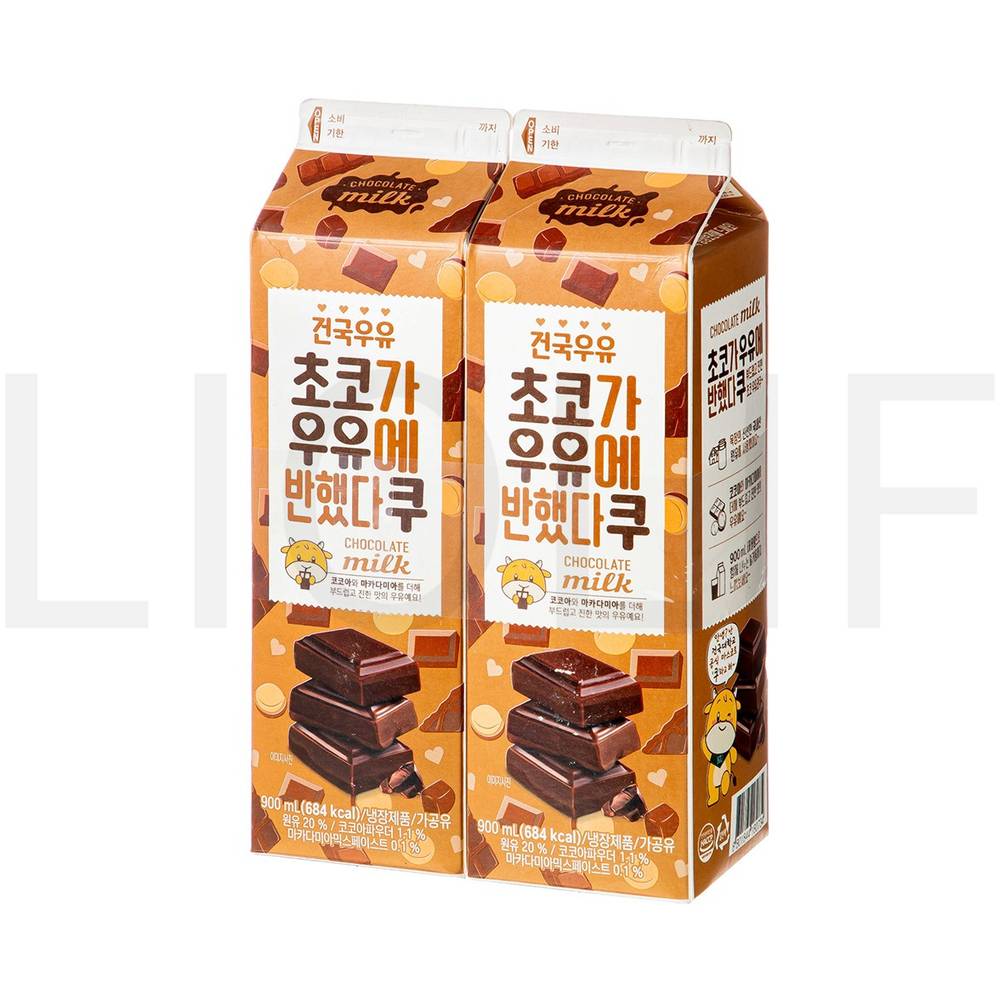 건국유업 초코우유 초코가 우유에 반했다쿠