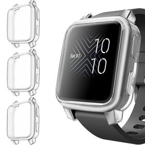 Garmin Venu Sq 2 스크린 프로텍터용 4팩 TPU 케이스, / 스마트워치와 호환되는 견고한 범퍼 커버 풀 어라운드 프로텍터(클리어/클리어/클리어/클리어)