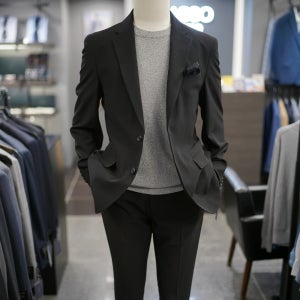 바쏘 BSZ2JK71A-PK71A 블랙 솔리드 COOL 시어서커 스판 셋업 수트