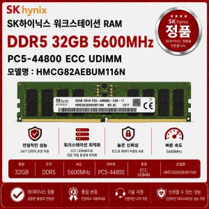 SK하이닉스 DDR5 워크스테이션 ECC UDIMM 32GB 5600 PC5 44800