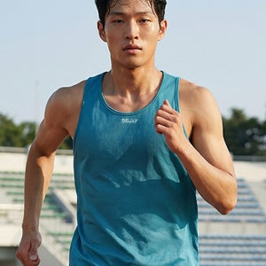 남성 에센셜 러닝 싱글렛 피코크 그린