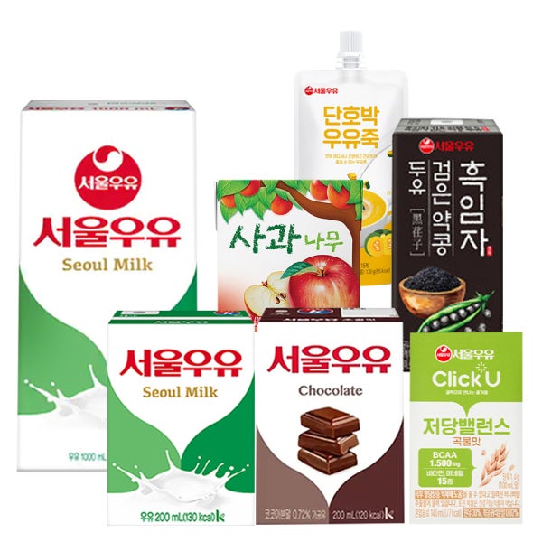 [소비기한 옵션 확인] 서울우유 멸균우유 200mlx24개 / 초코 딸기 저당밸런스 주스 탕비실 간식