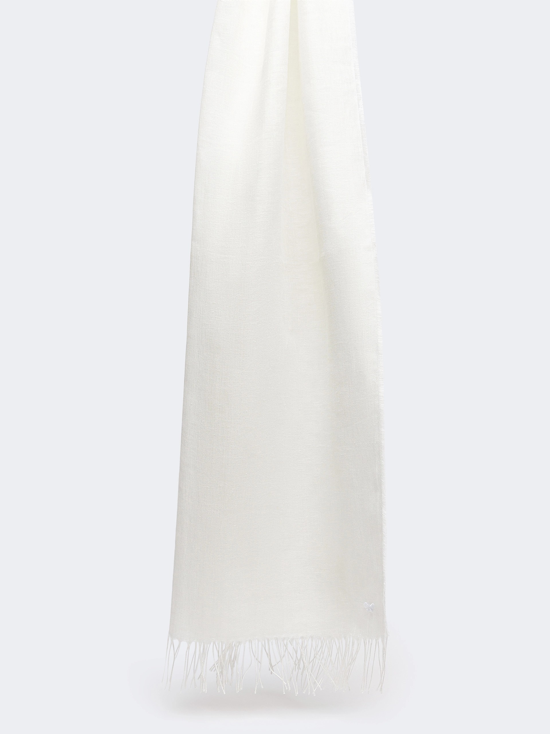 막스마라스카프롱 프린지 린넨 스톨 화이트 5541106506001