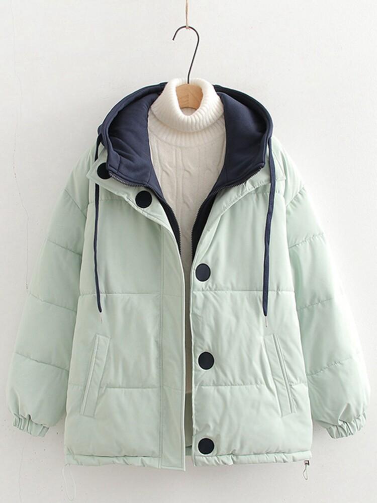 여성용 경량 후드 패딩자켓 가벼운 데일리 아우터 겨울용 다크네이비 그린 S 대표 이미지