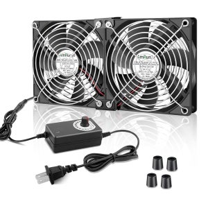 120mm 240mm 컴퓨터 팬 2개(AC 플러그 포함) 큰 공기 흐름 조절 속도 110V 220V 240V 듀얼 볼 베어링 강력한 RV 냉장고 워크스테이션 120x25mm X2