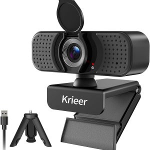 듀얼 마이크와 회전식 트리포가 장착된 Krier 4K HD 웹캠 PC/노트북용 개인정보 보호 커버 USB 컴퓨터 카메라 플러그 앤 플레이로 통화 라이브 스트리밍 게임 및 온라인